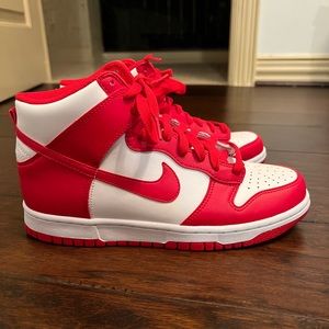 nike dunk high championship white and red